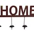 Patère en métal rouge vieilli avec 4 crochets "Home" 49,7x21x7cm