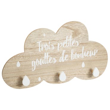 Patère nuage 3 crochets bonheur