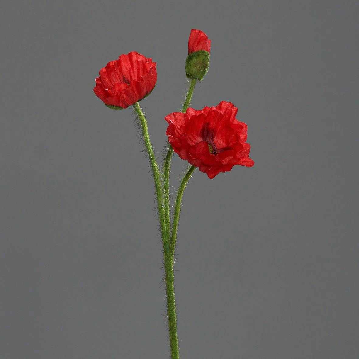 Pavot Rouge 3 fleurs 48CM