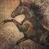 Peinture acrylique 100x100 - cheval au galop, tons marron