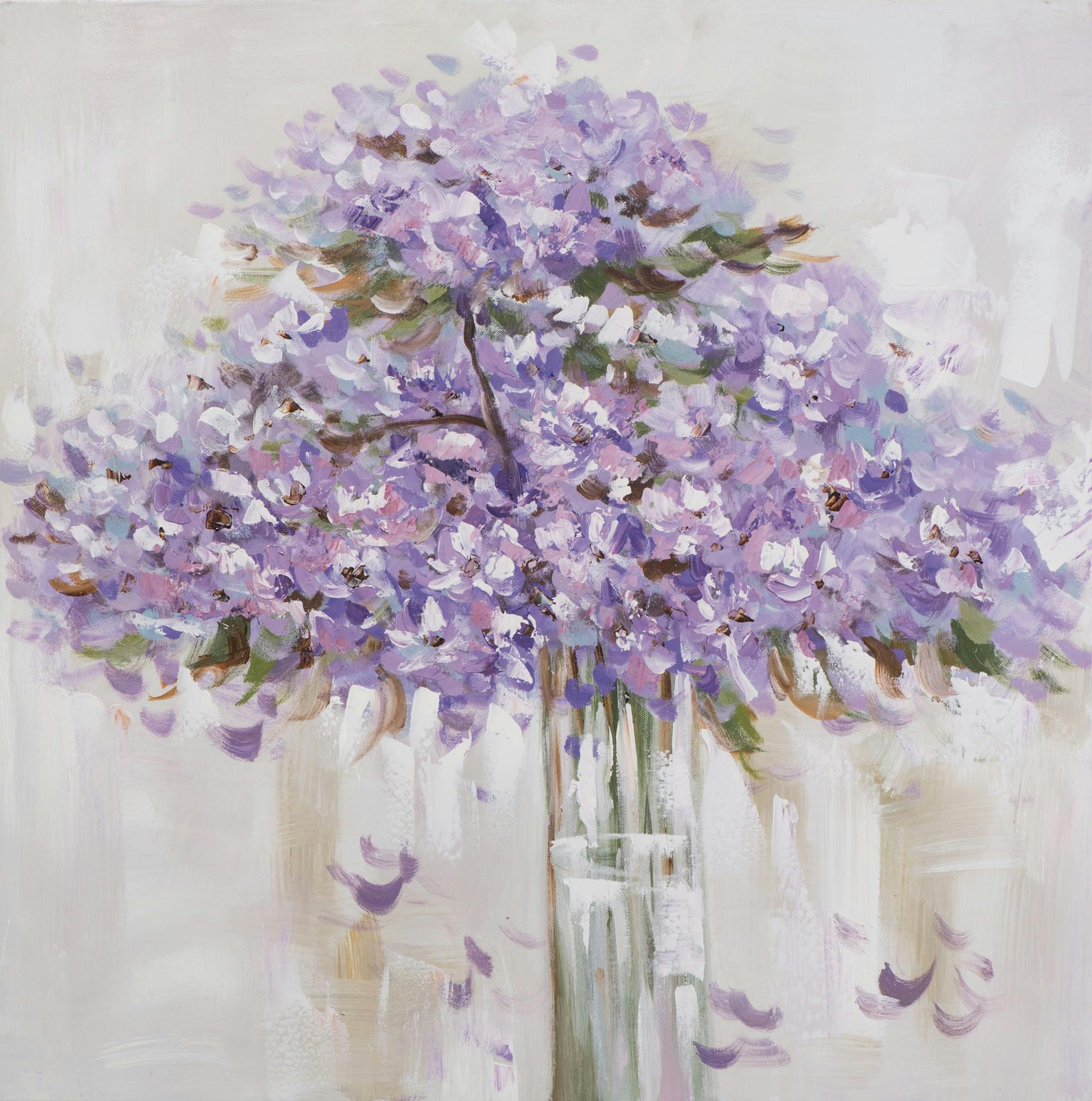 Peinture sur toile 40x40 - bouquet mauve et blanc