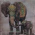 Peinture sur toile 90x90 - éléphants gris, ajout d'éléments en métal