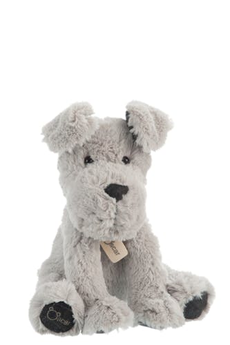 Peluche chien assis gris H25cm