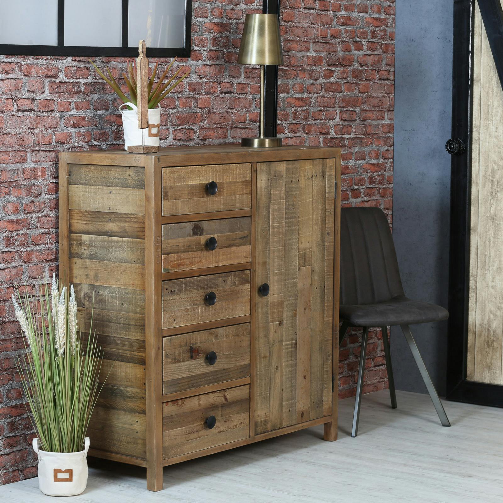 Penderie Commode Bois recyclé 105x45x114cm BRISBANE