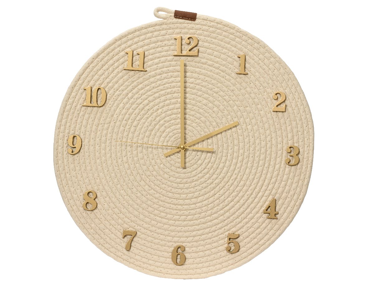 Pendule ronde couleur beige chiffres dorés D47 cm