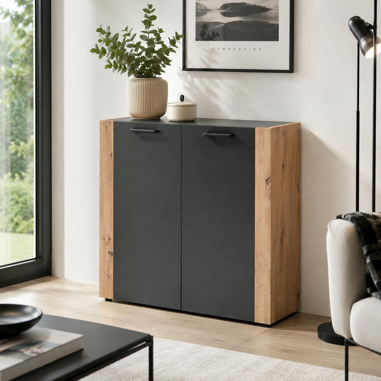 Petit buffet 2 portes gris foncé ALVA