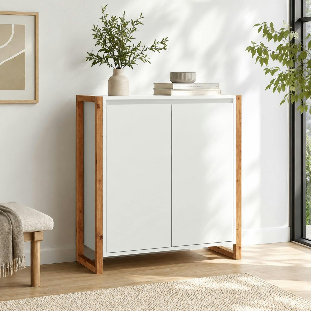 Petit buffet blanc 2 portes ALVA