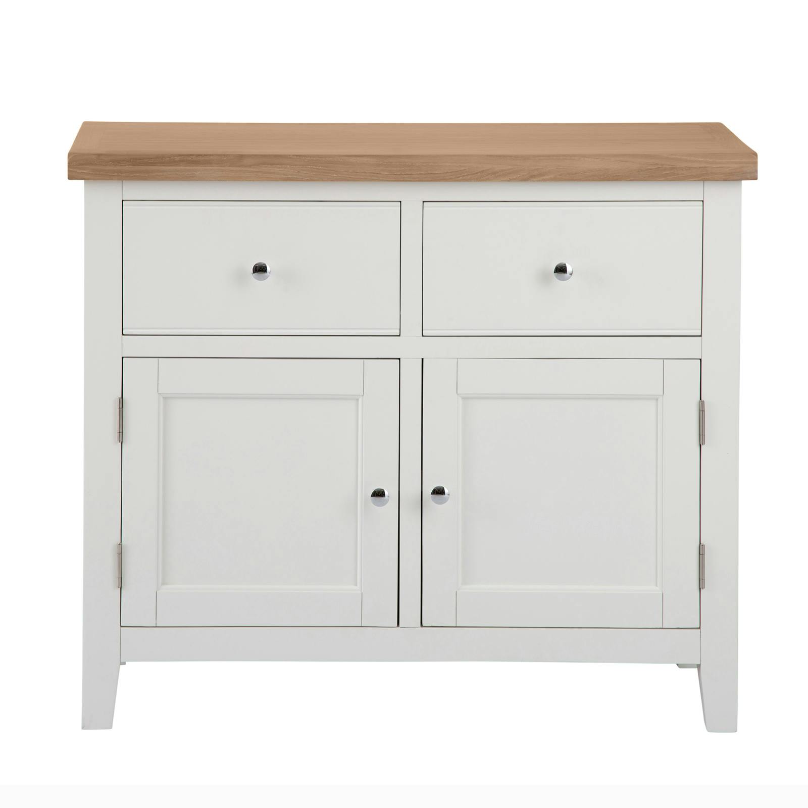 Buffet 6 Tiroirs Blanc Et Bois Chocolat 121x71x41 Cm - Rangement Élégant, Fermeture Silencieuse, Anti-basculement