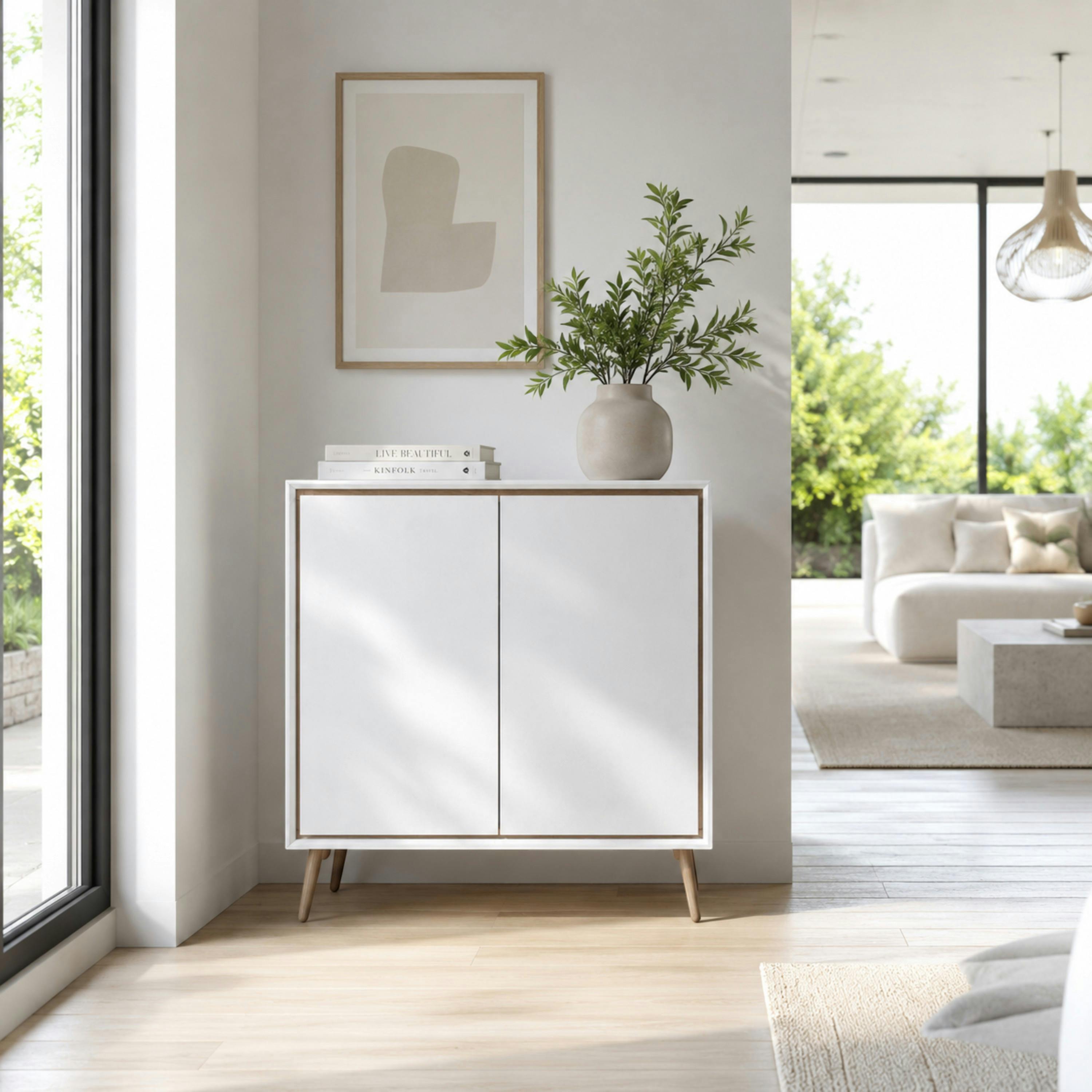 Petit buffet blanc moderne 2 portes AVIO