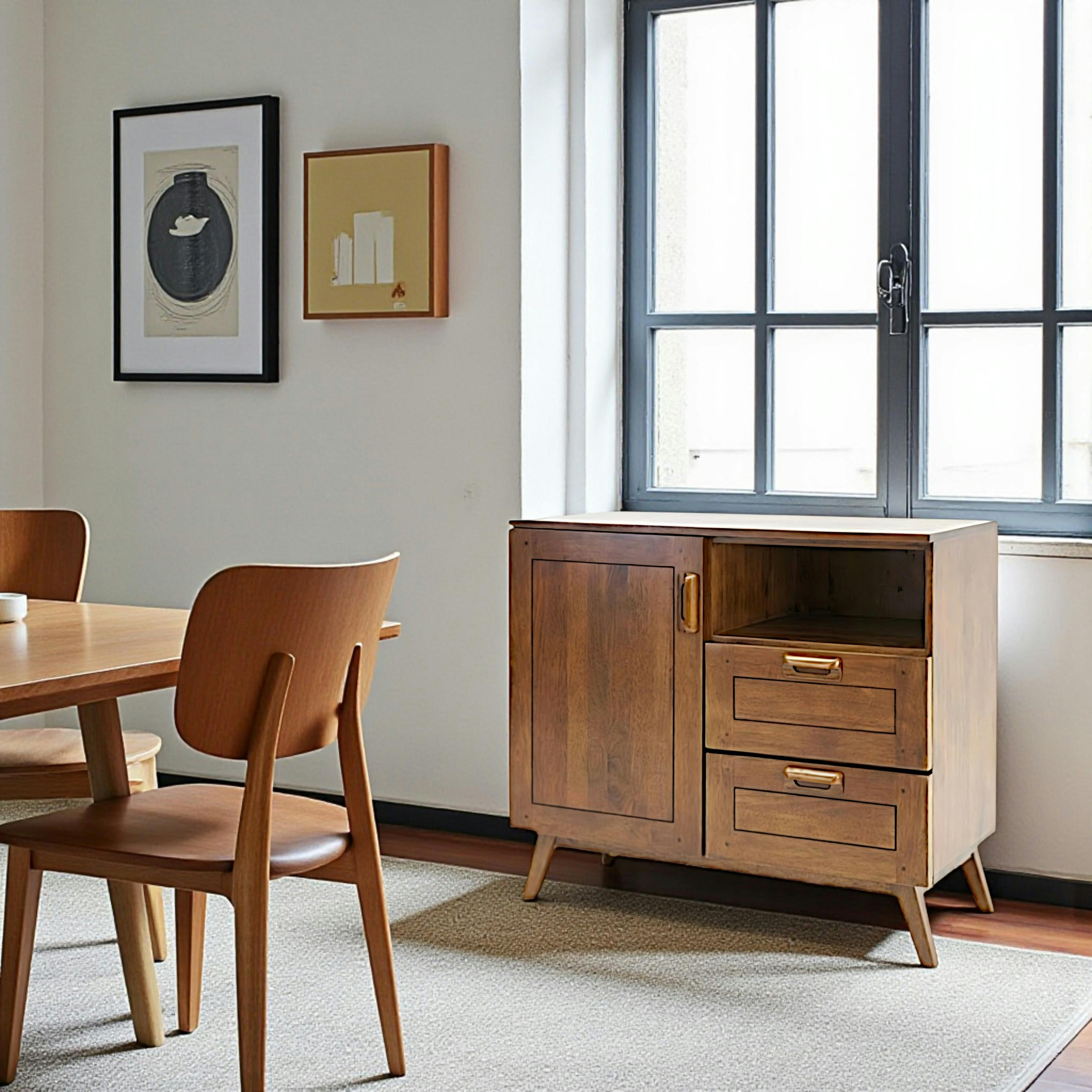 Petit buffet bois d'hévéa SIXTIES