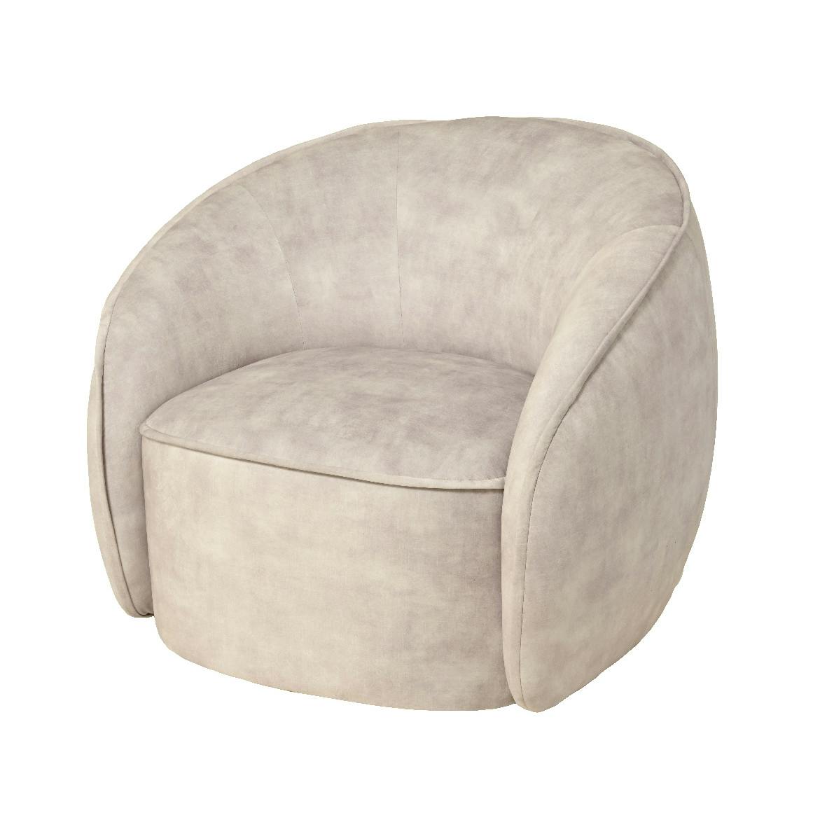 Petit fauteuil rond velours beige 75 cm
