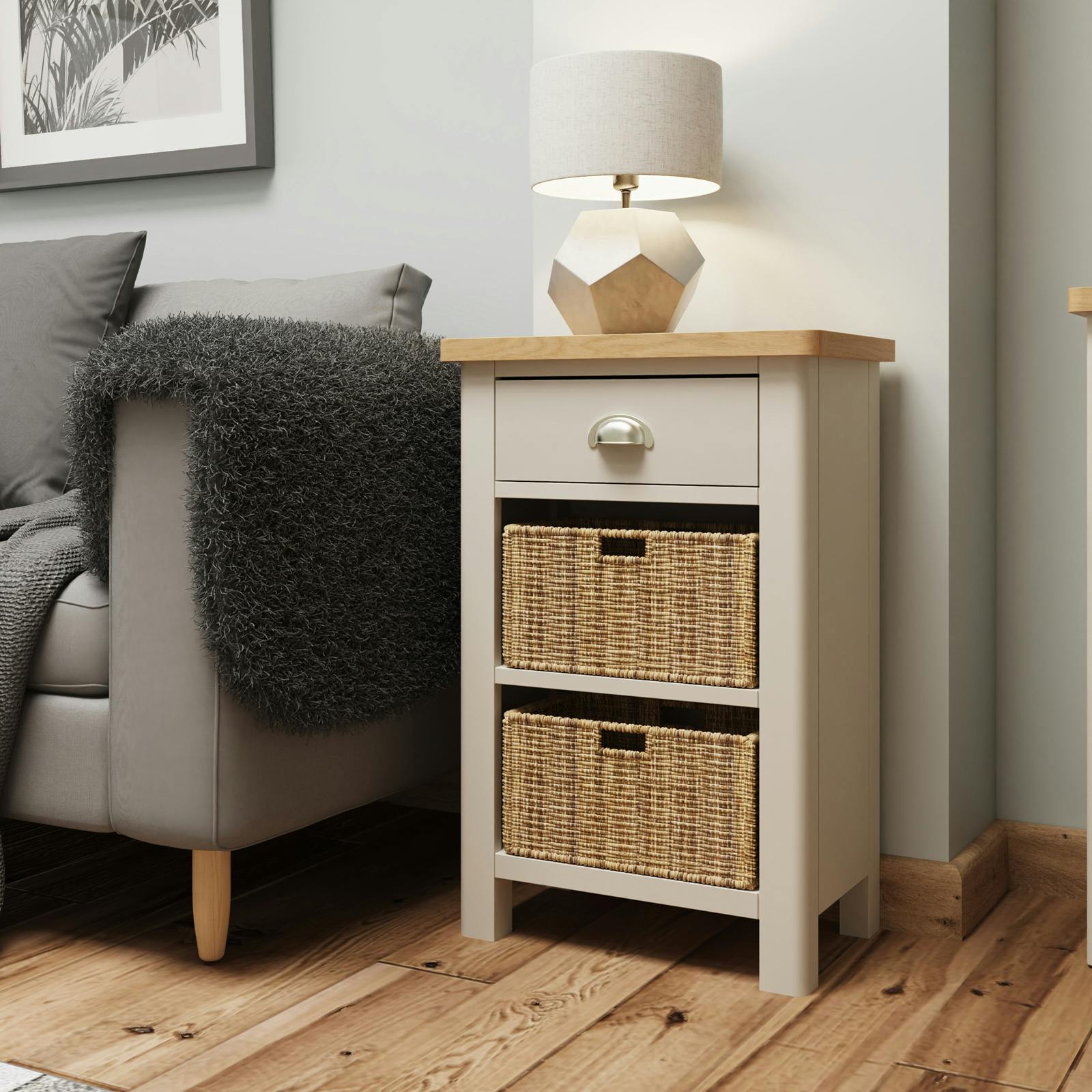 Petit meuble de rangement en bois finition gris clair BATH, Tables de  chevet