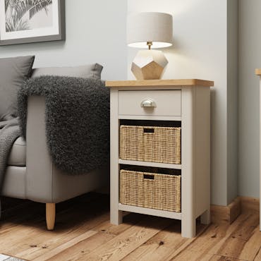  Petit meuble de rangement en bois finition gris clair BATH