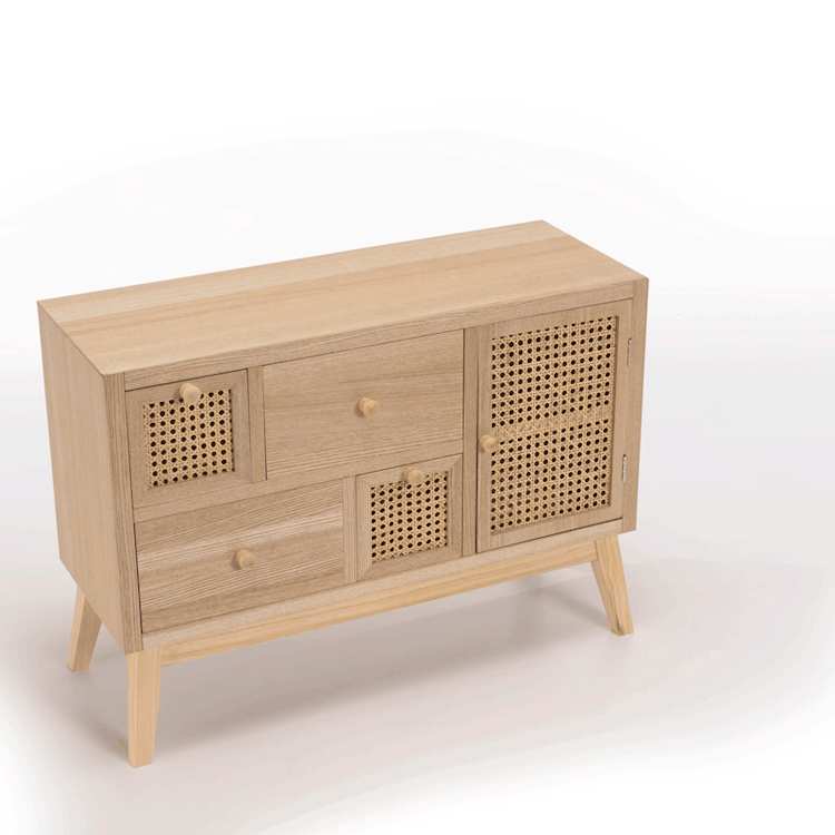 Petit meuble de rangement en rotin et bois MERIDA Buffets / Bahuts