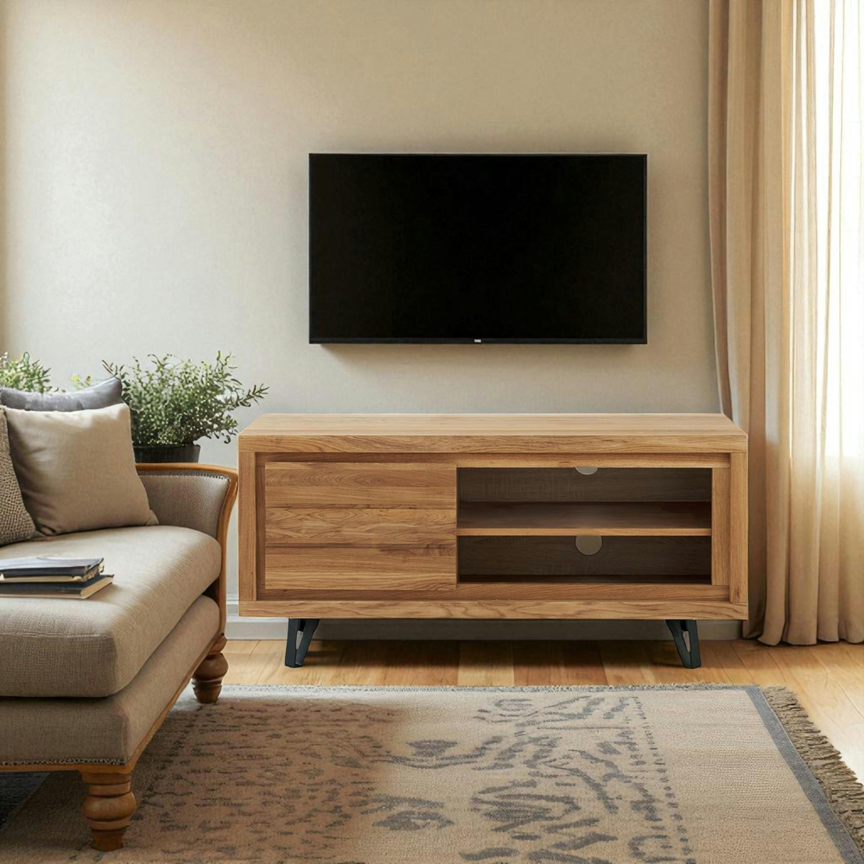 Petit meuble tv en bois avec rangement - motif frise ROSETO
