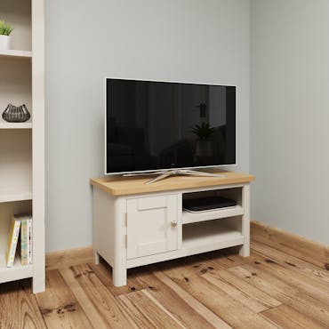  Petit meuble TV en bois finition gris clair BATH