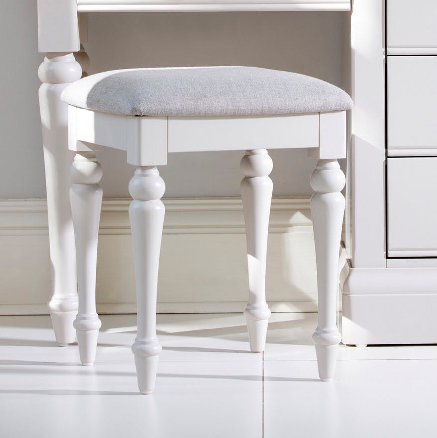 Petit tabouret gris bois tissu PORTLAND