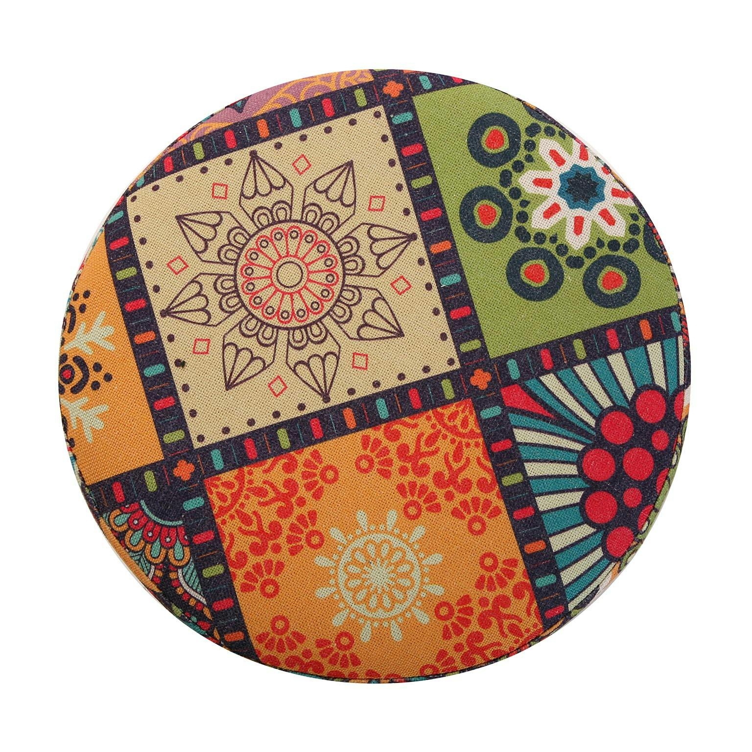 Petit tabouret patchwork carreaux MADRID