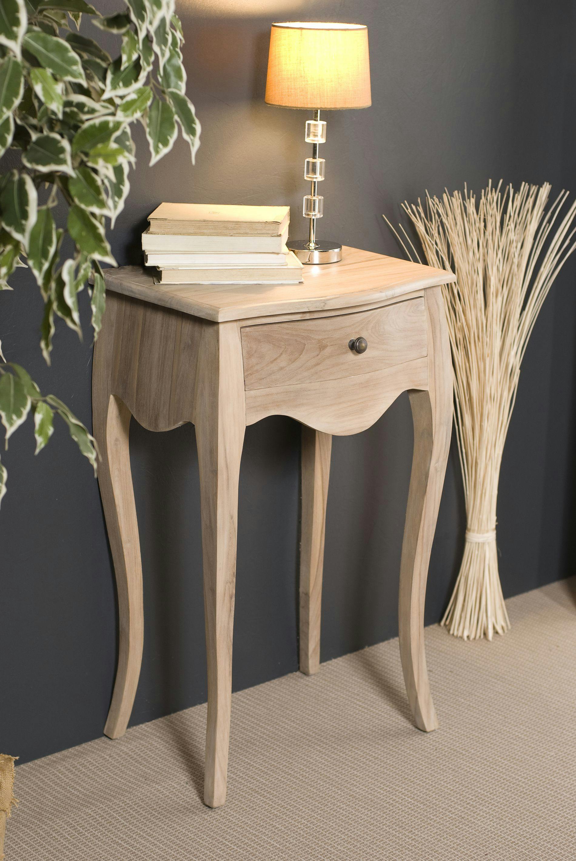 Petite console bois de teck blanchi DIANE