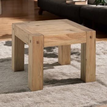 Table basse carree en bois de style campagne