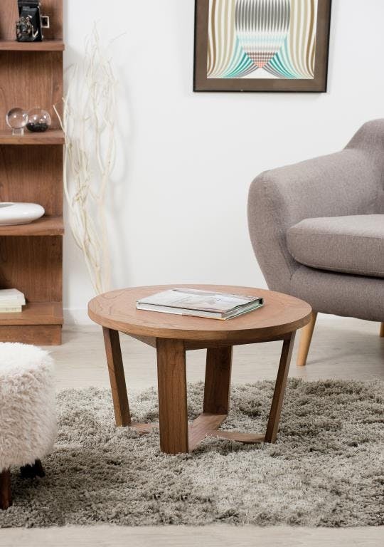 Petite table basse ronde bois cannelle 65x65x40 FANNY