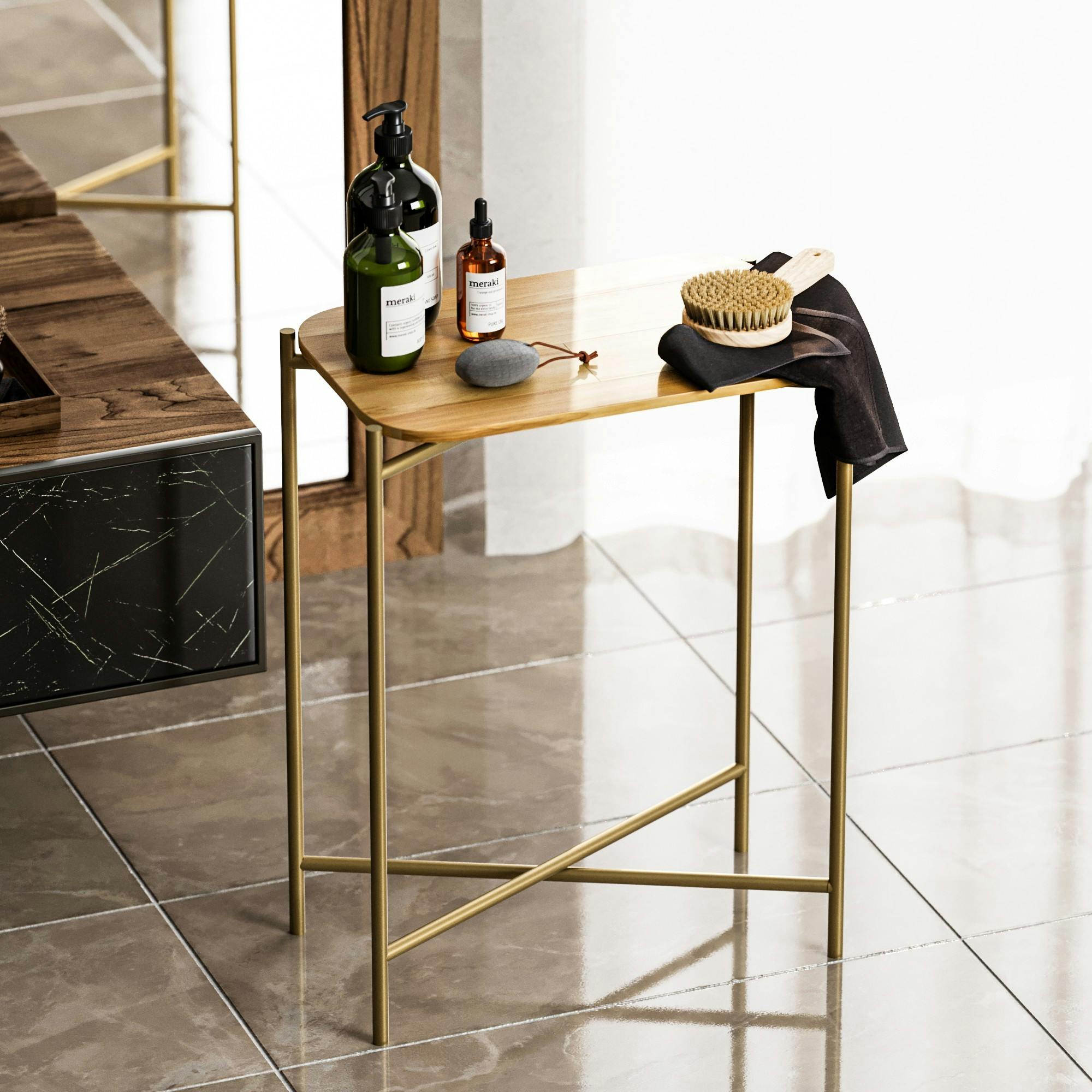 Petite table bois rectangulaire - structure métal doré JENA