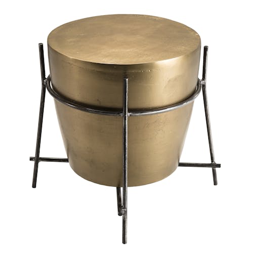 Petite table d'appoint dorée forme tambour ZALA