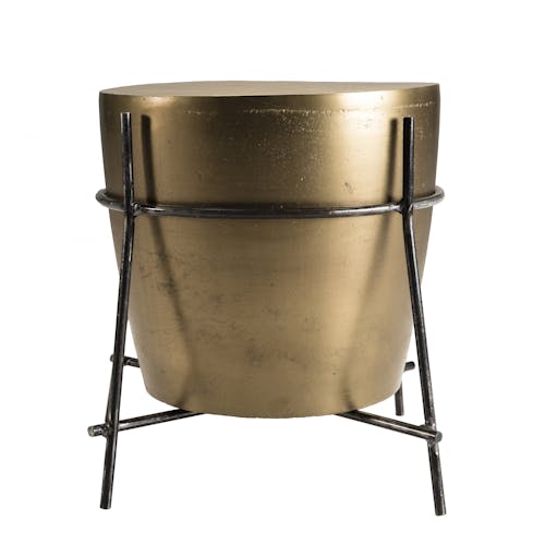 Petite table d'appoint dorée forme tambour ZALA