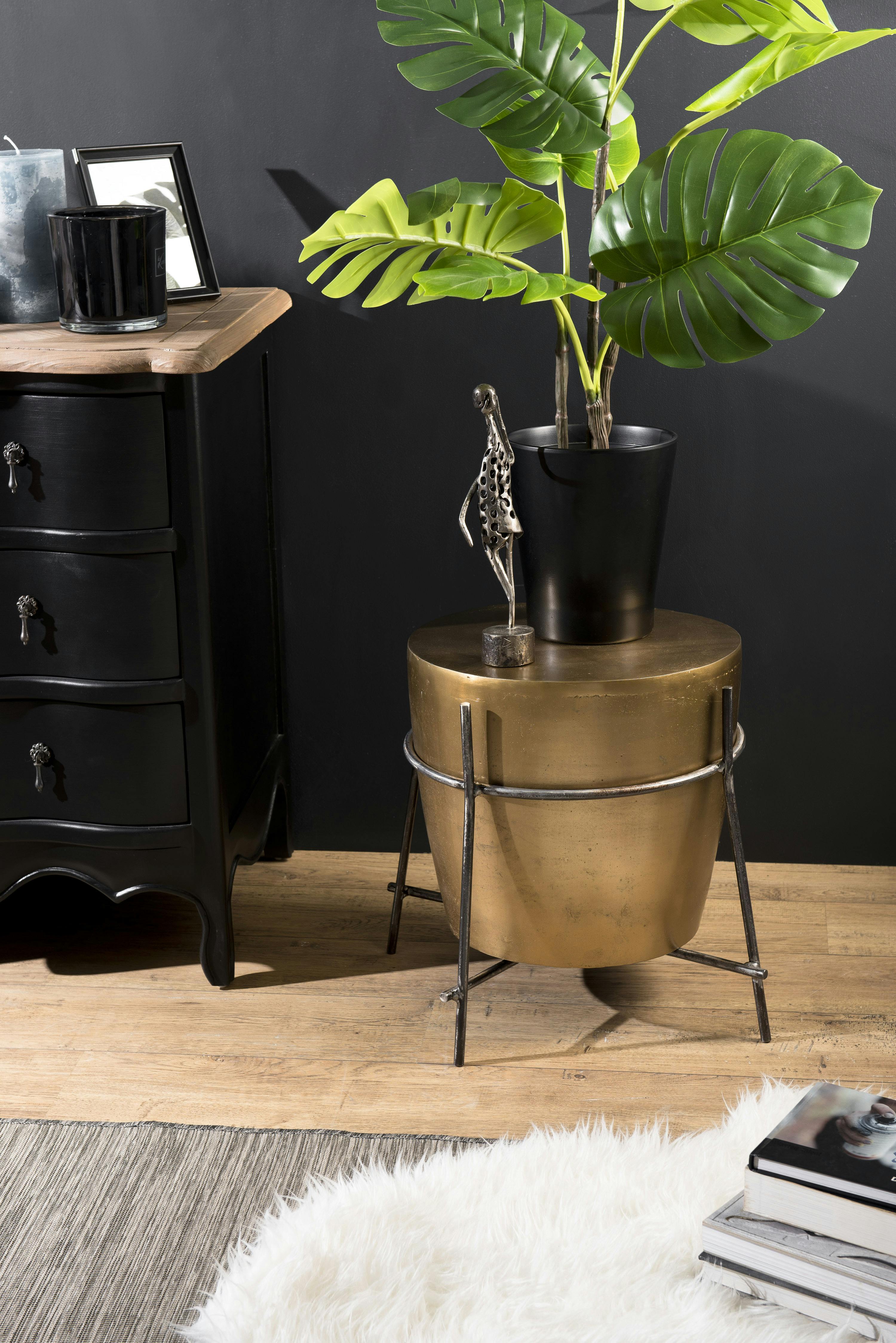 Petite table d'appoint dorée forme tambour ZALA