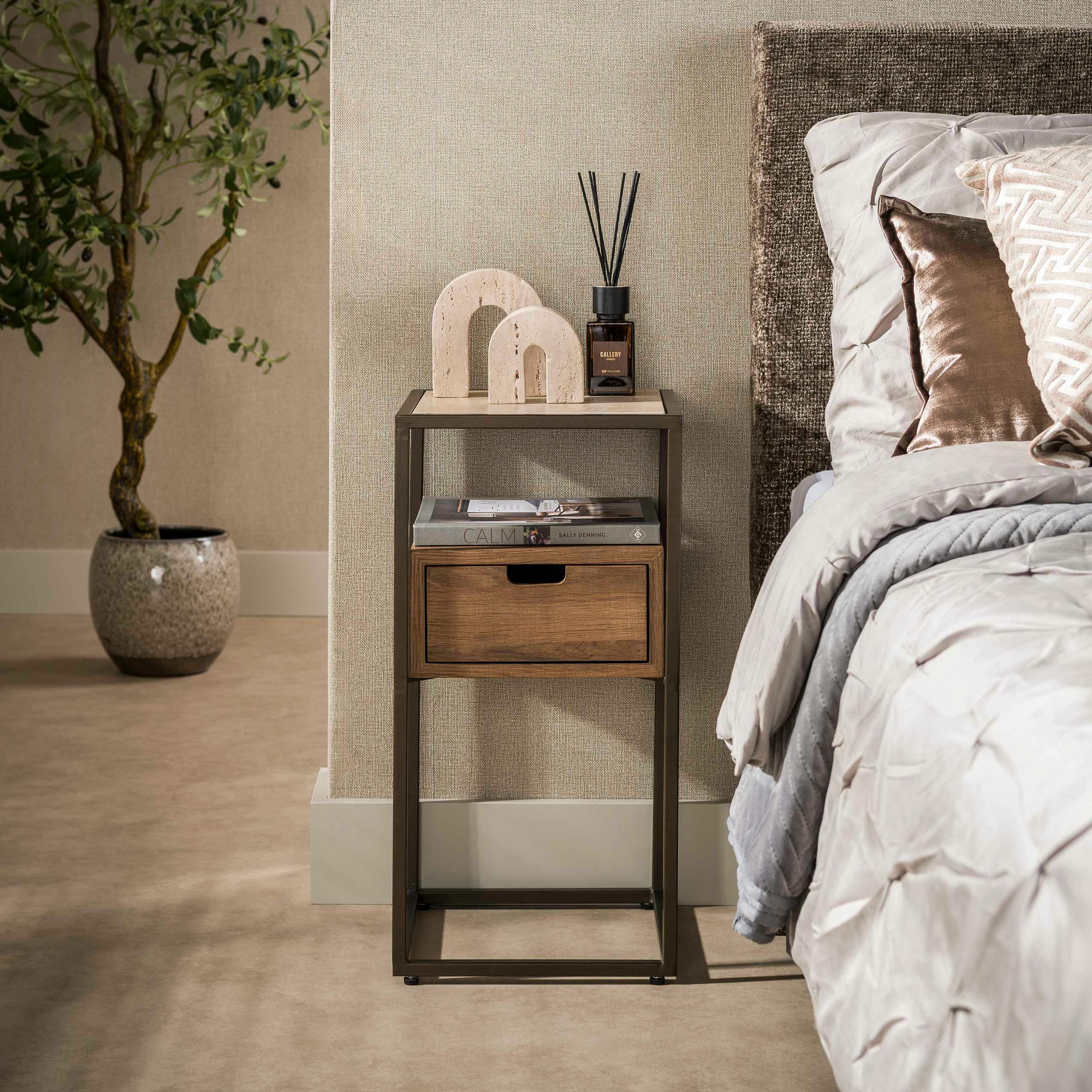 Petite table de chevet céramique 1 tiroir ASCOLI