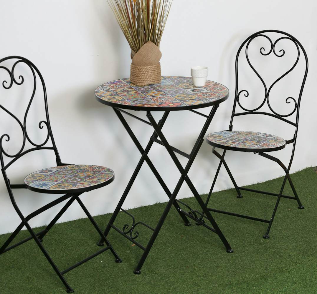 Petite table de jardin carreaux de ciment mix couleurs D60 GRENADE