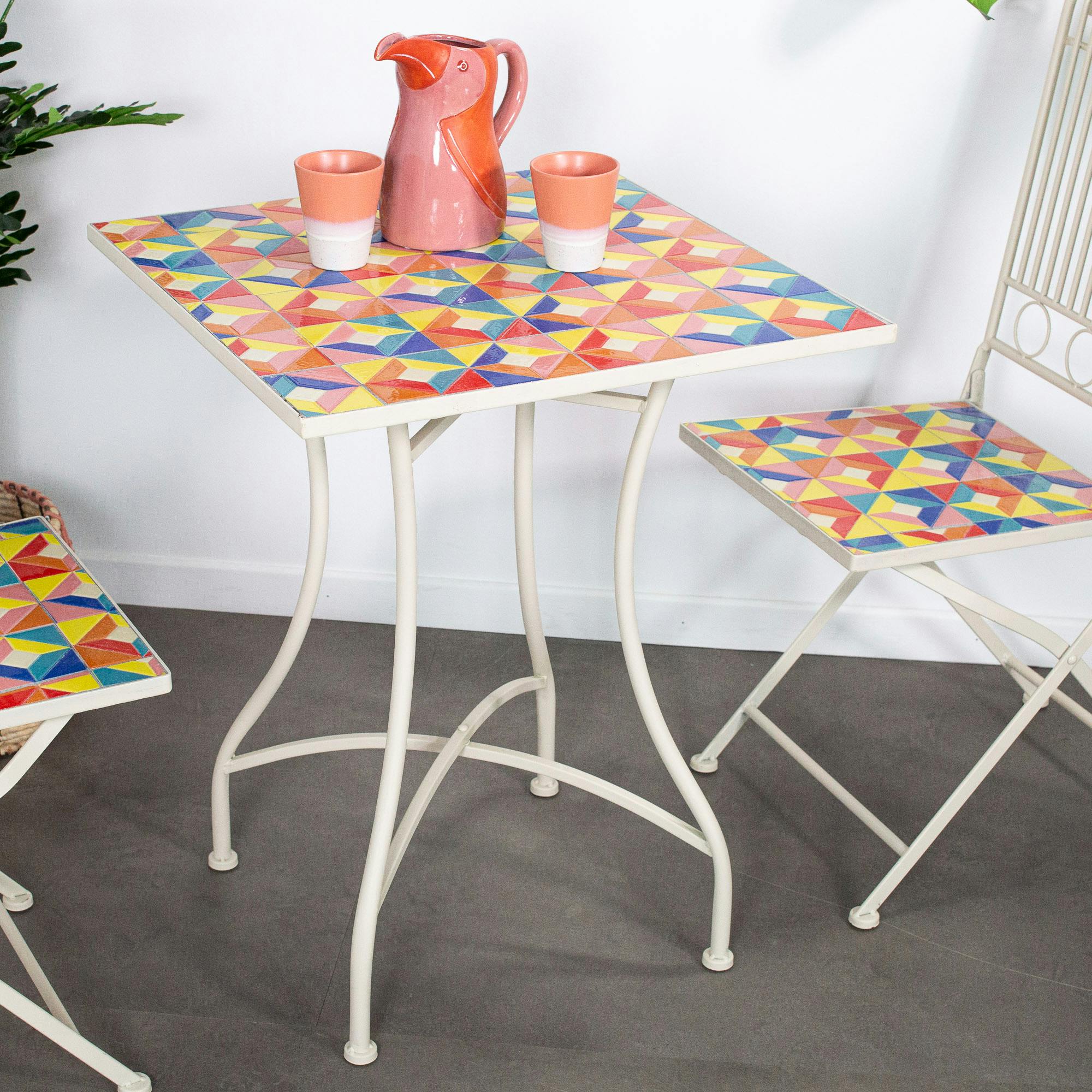 Petite table de jardin carreaux de ciment multicolores 58 cm GRENADE
