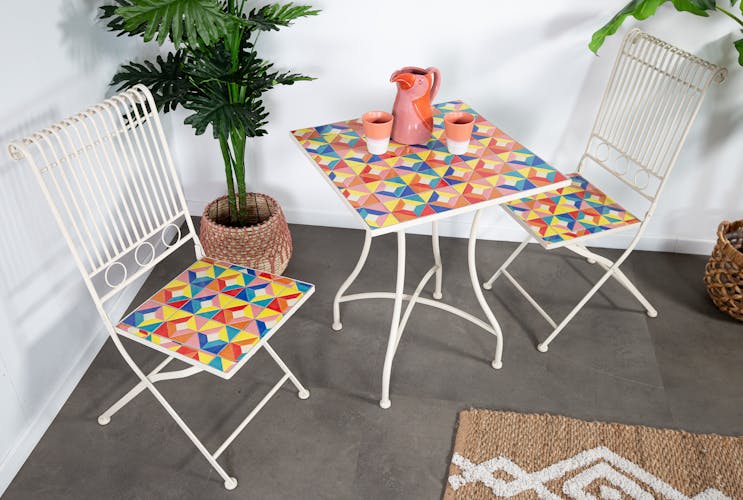 Petite table de jardin carreaux de ciment multicolores 58 cm GRENADE