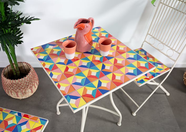 Petite table de jardin carreaux de ciment multicolores 58 cm GRENADE