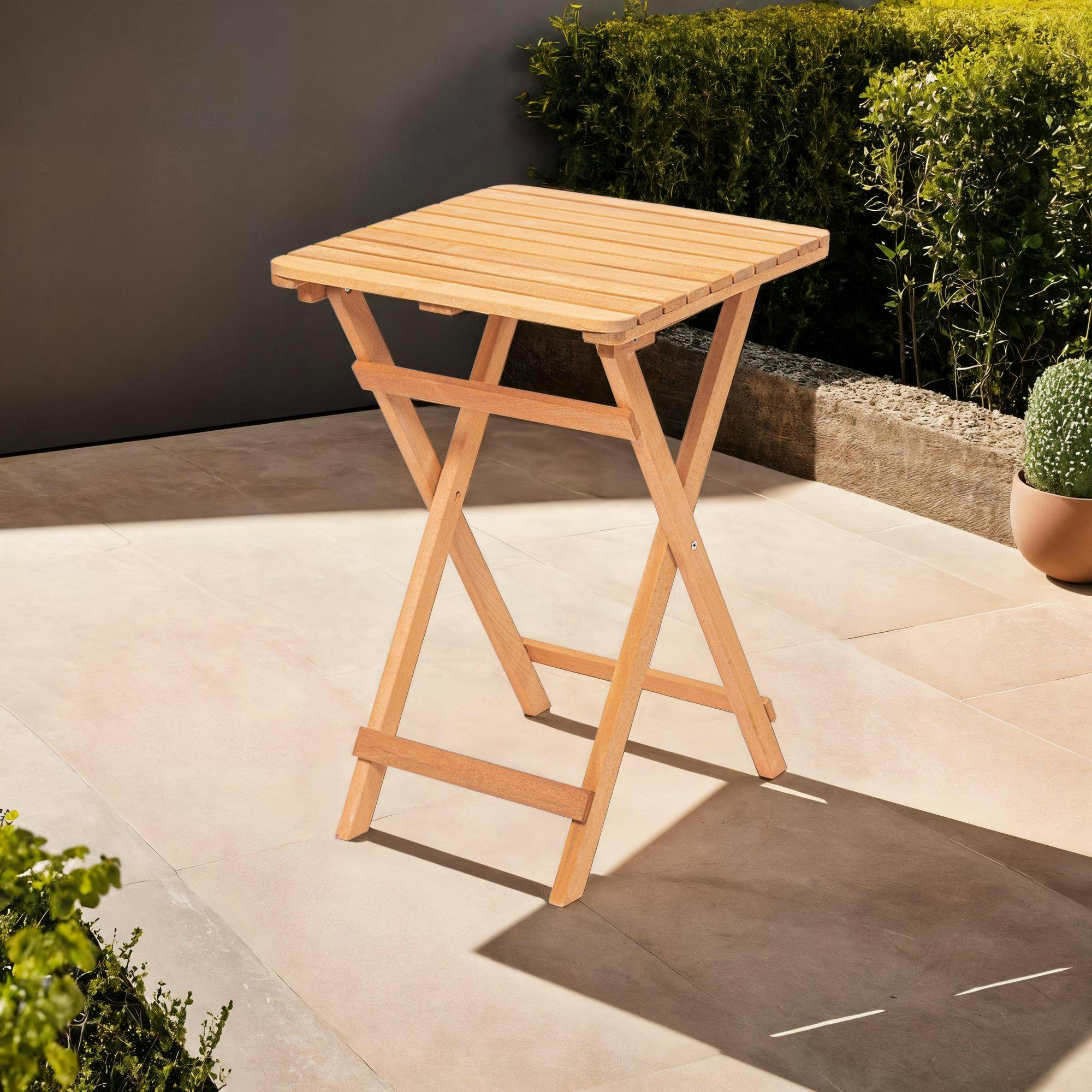 Petite table de jardin pliante en bois 50 cm SORA