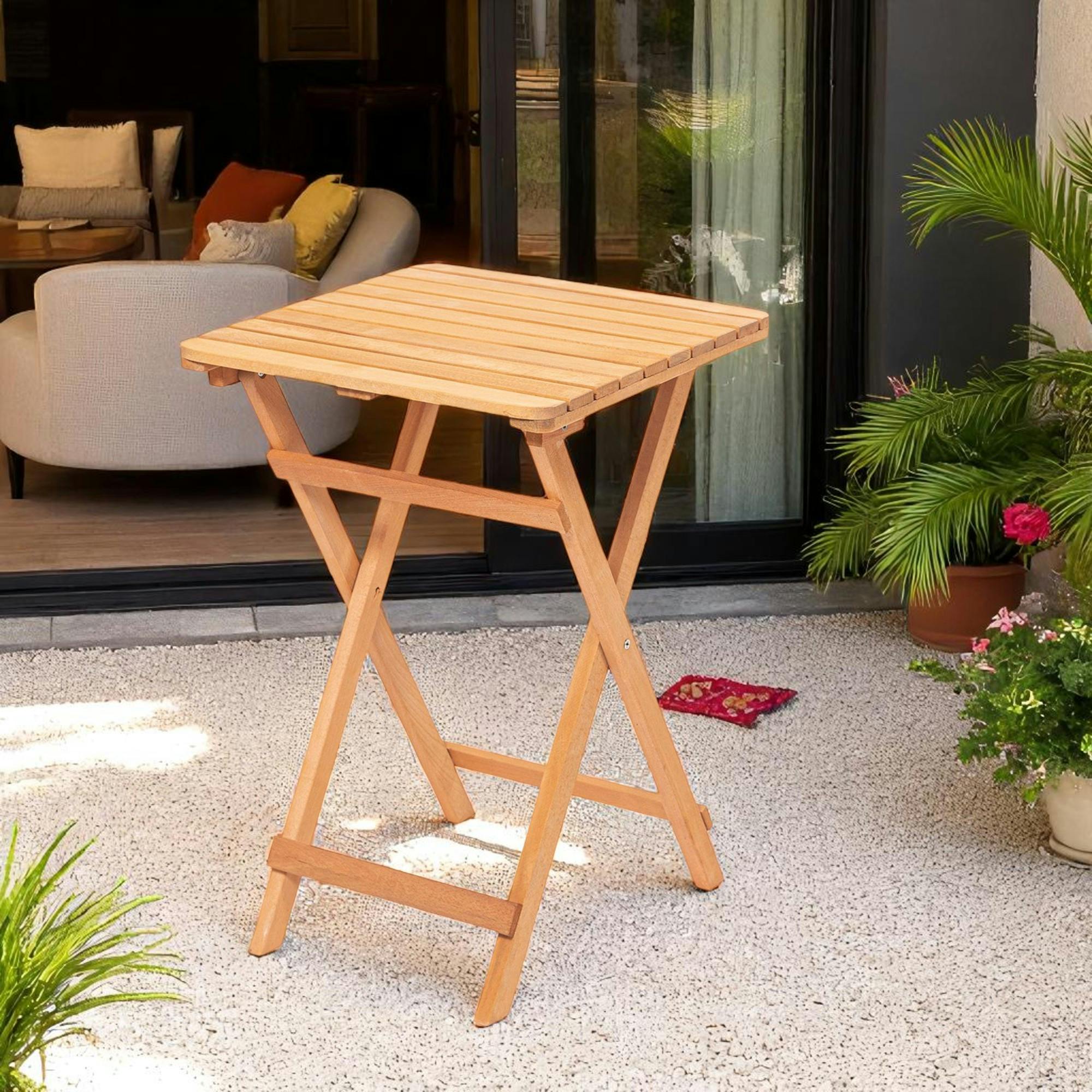Petite table de jardin pliante en bois 60 cm SORA