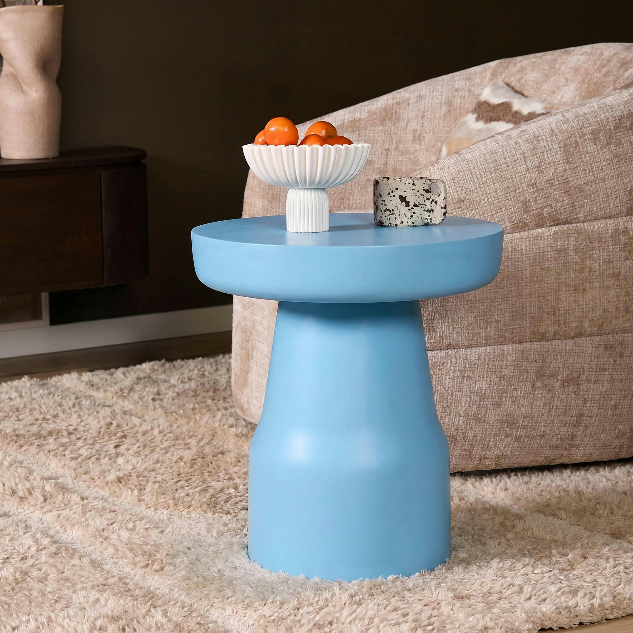 Petite table de salon en bois finition bleue 42 cm DUOMO