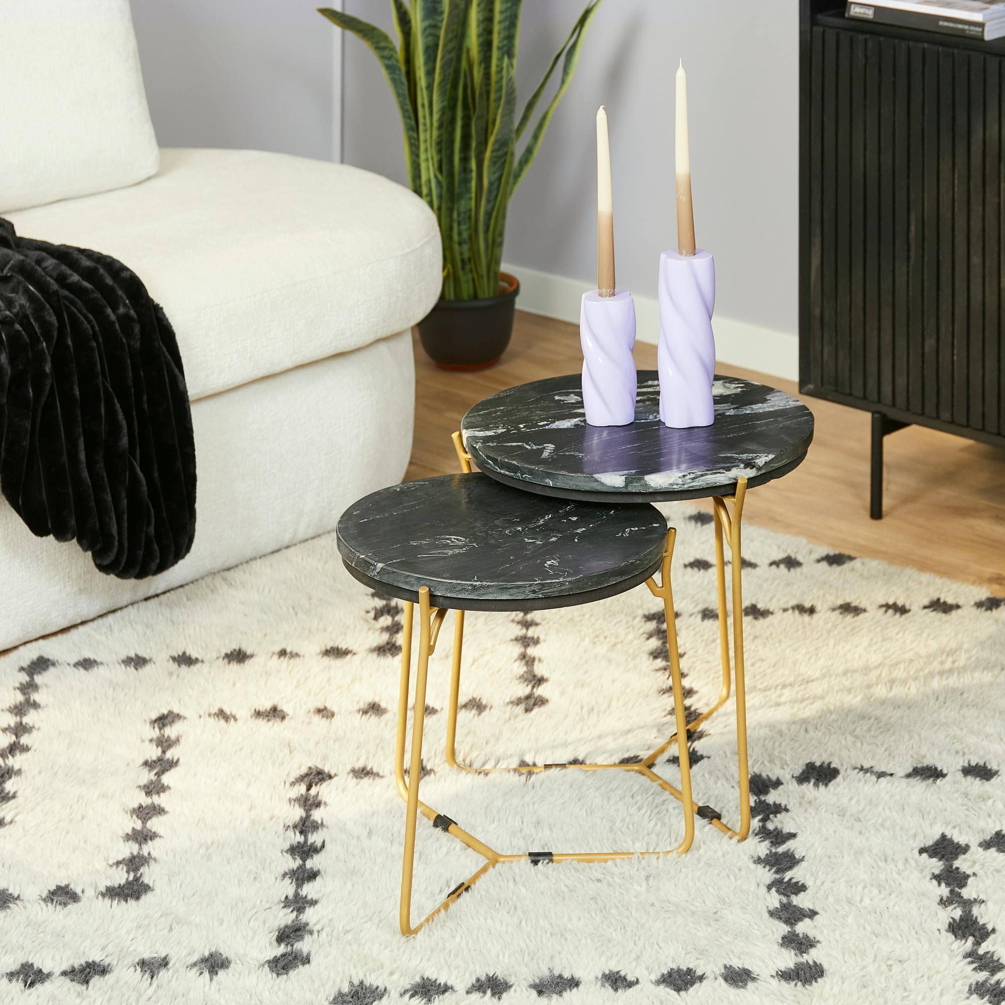 Petite table gigogne en marbre noir (lot de 2) DUOMO
