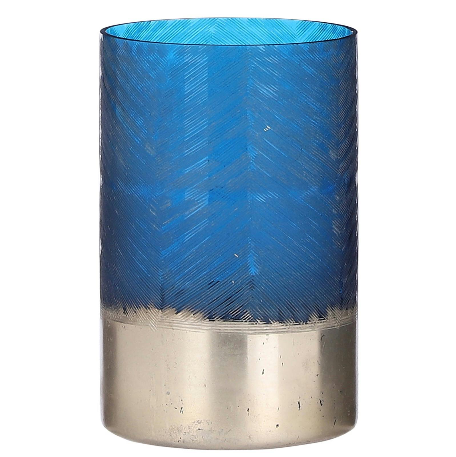 Photophore bicolore bleu et argenté GM 50 cm