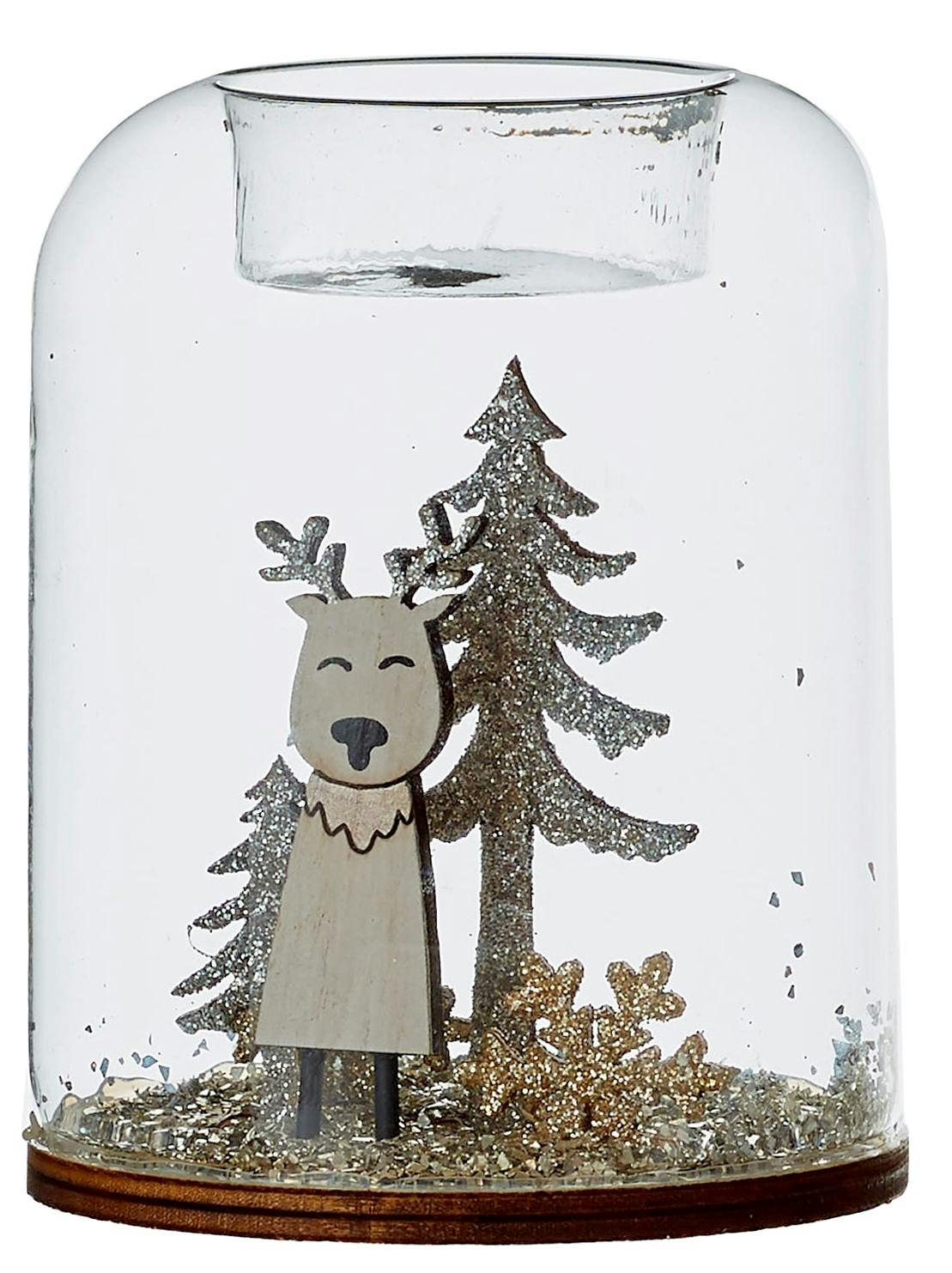Photophore cloche décor Cerf H 10 cm