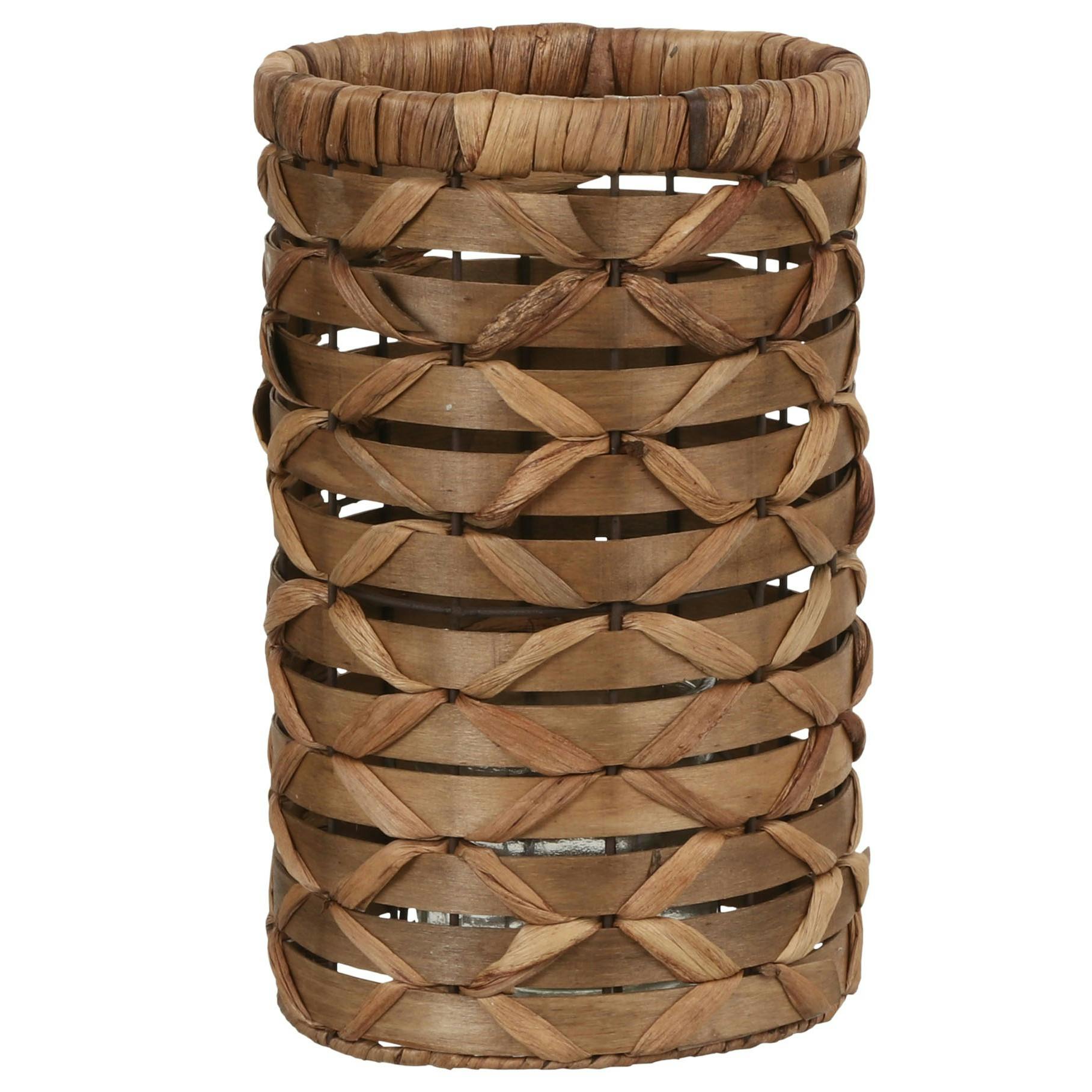 Photophore en bois tressé H 30 cm