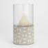 Photophore Evasion H27cm en verre et grès couleur sable décor pastilles blanches