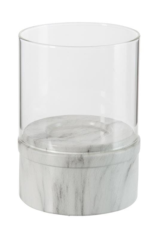 Photophore façon marbre ceramique verre gris 15x8cm