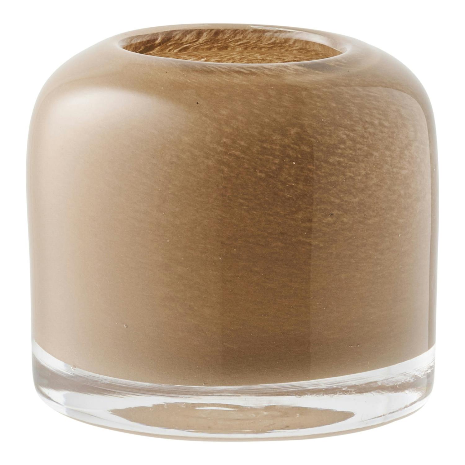 Photophore rond en verre brun