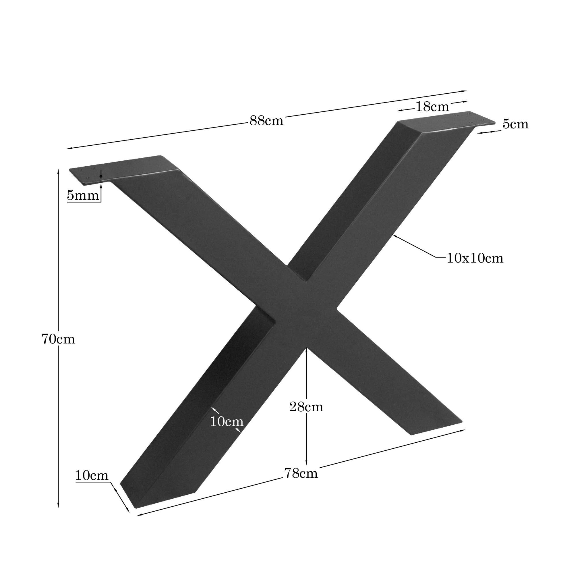 Pieds de table métal noir en X pour table rectangulaire (lot de 2) RALF