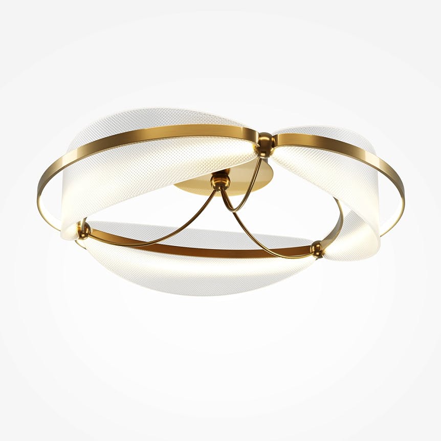 Plafonnier chambre LED blanc & or - forme elliptique AVA