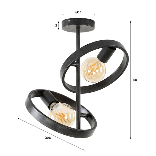 Plafonnier design 2 anneaux RALF