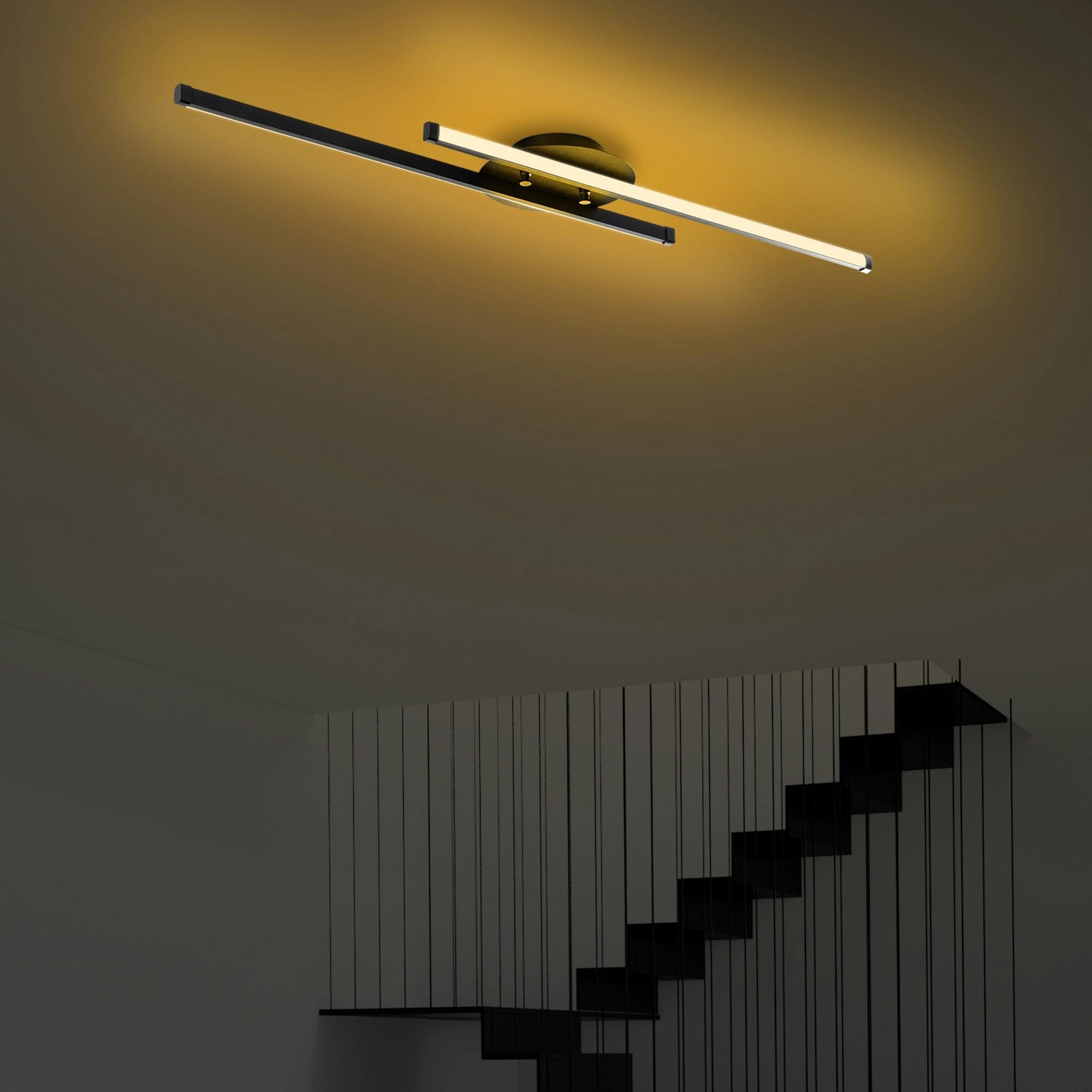 Plafonnier design LED - 2 barres métal noir VIESTE