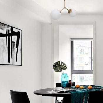 Plafonnier design métal doré 2 globes verre dépoli SIERRE