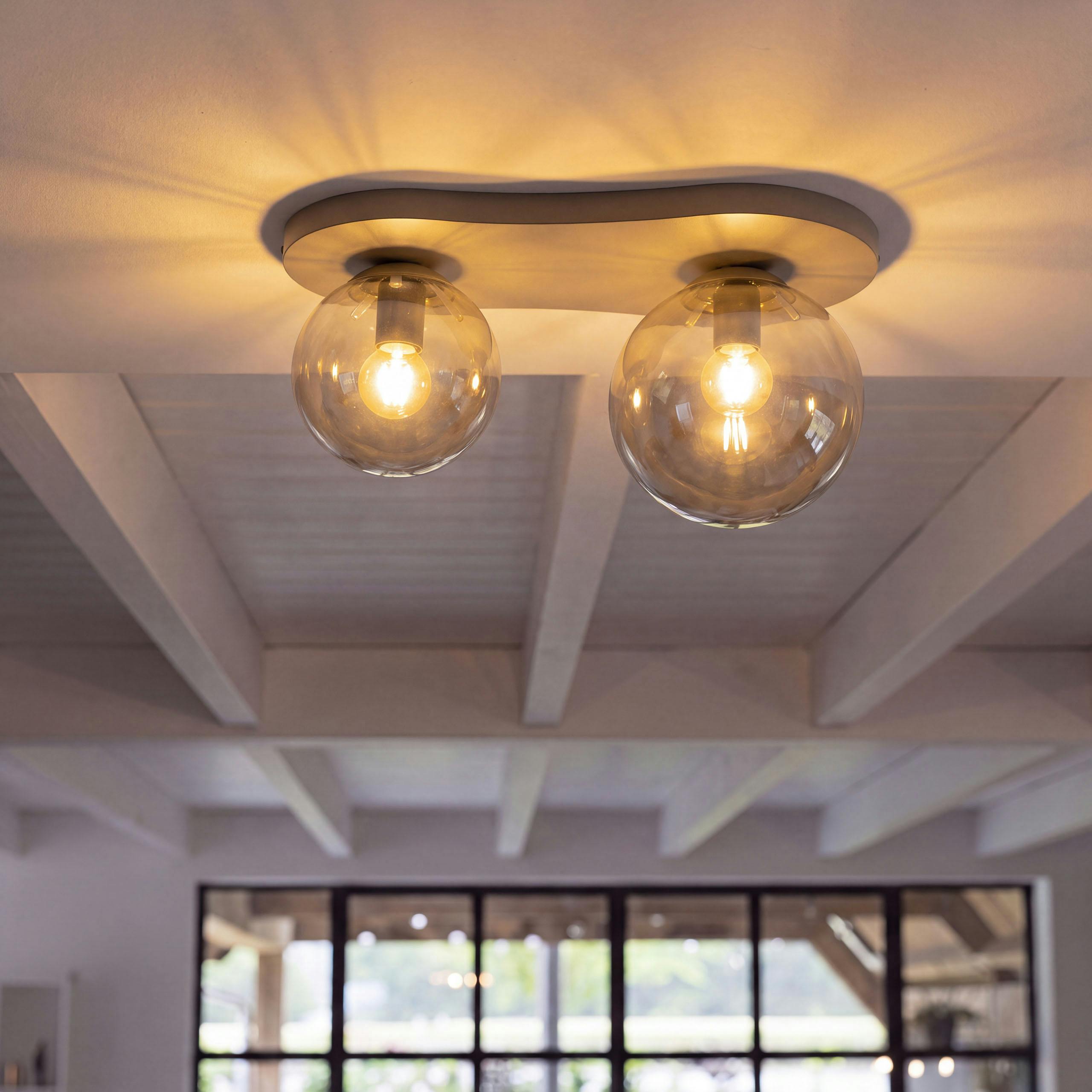 Plafonnier design organique 2 lampes beige NIAGARA